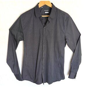 size 43/17 Dolce & Gabbana Mens Sicilia slim fit Black Pinstripe Button-Up dress